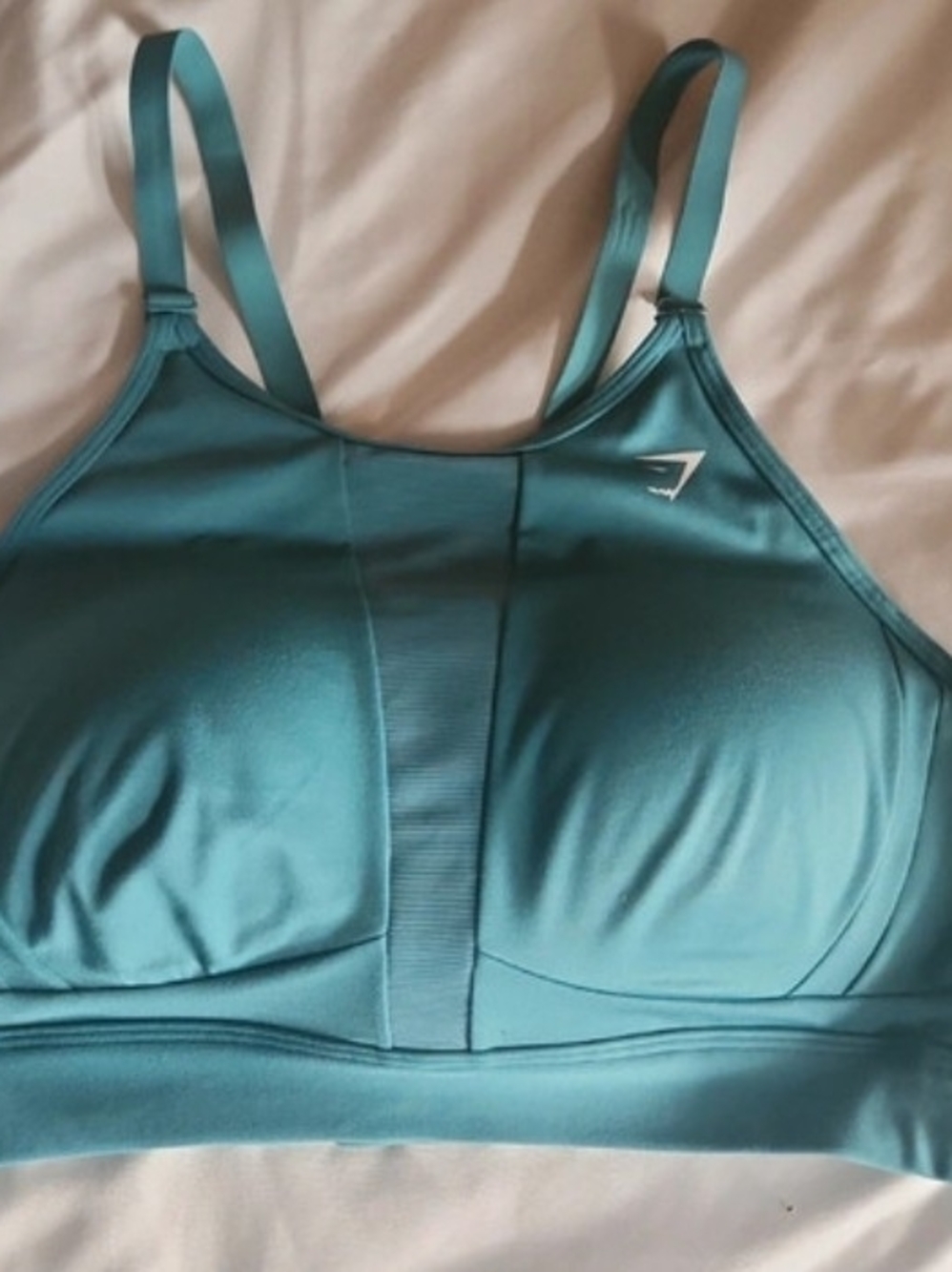 GYMSHARK Mesh Neckline Sports Bra Teal Large